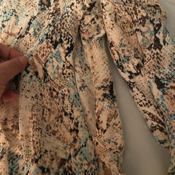 AFRM Mariska Floral Long Sleeves Square Neck Button Front Midi Dress Snake sz M - Picture 7 of 8